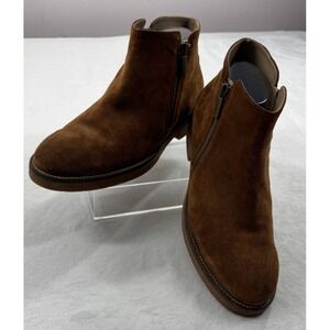 Italeau Foliana Ankle Booties Women's 11 Brown Suede Side Zipper Waterproof